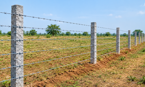 Rural Barbed Wire Fence Landscape